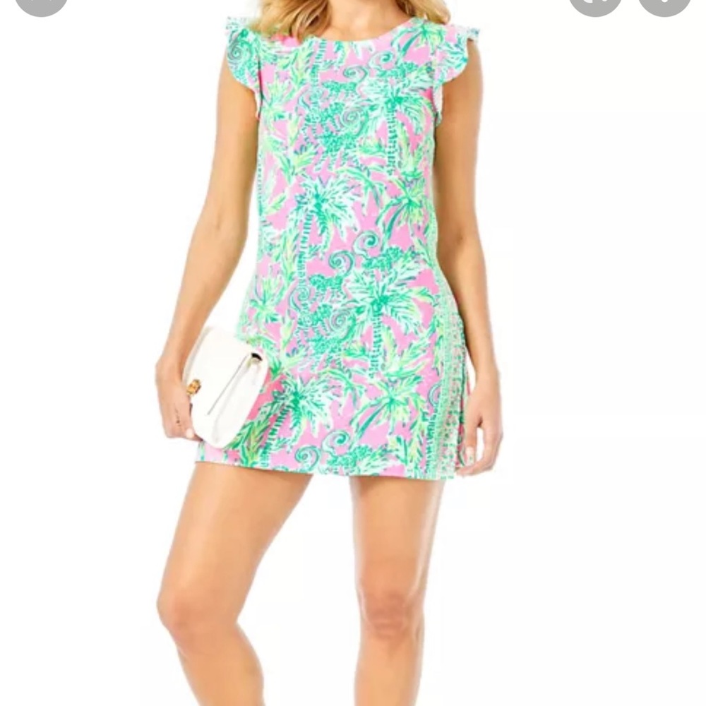 Lilly Pulitzer Pink & Green Palm Print Romper